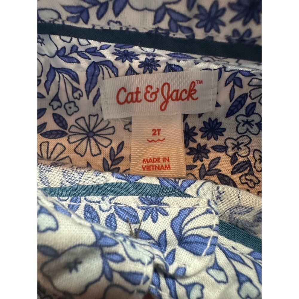 Cat & Jack Toddler Boys Pant & Shirt Set Floral Shirt Blue White Khaki Pants 2T - Picture 8 of 9